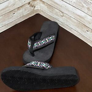 QLEYO Women's Platform Flip‎ Flop with Arch Support, Comfortable Yoga Mat Wedge